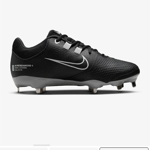New Nike Hyperdiamond 4 Pro Womens Softball Cleats fast pitch renew black size 8 - Picture 1 of 7